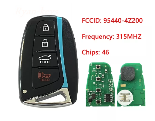 2013 Hyundai Santa Fe Smart Remote Key Fob 4B w/ Hatch (FCC: SY5DMFNA04, P/N: 95440